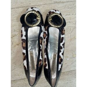 Roberto Cavalli Animal Print Raw Fur Hide Leather Flat W Buckle 40 Made In Italy